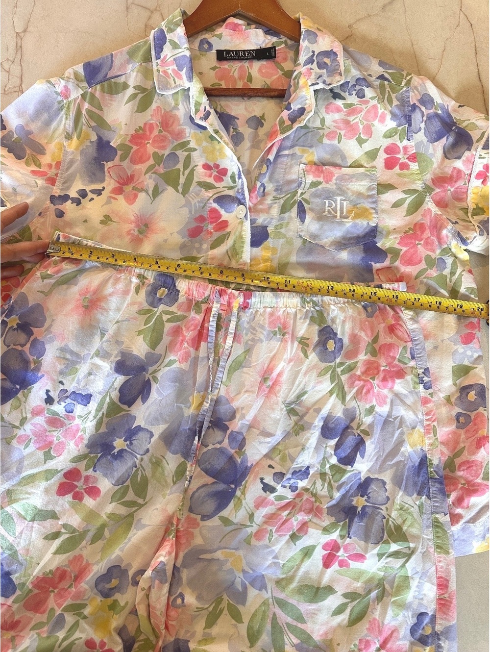 Lauren Ralph Lauren Black Label Short 2-Piece Pajama Set Floral Women’s Large - Picture 14 of 15